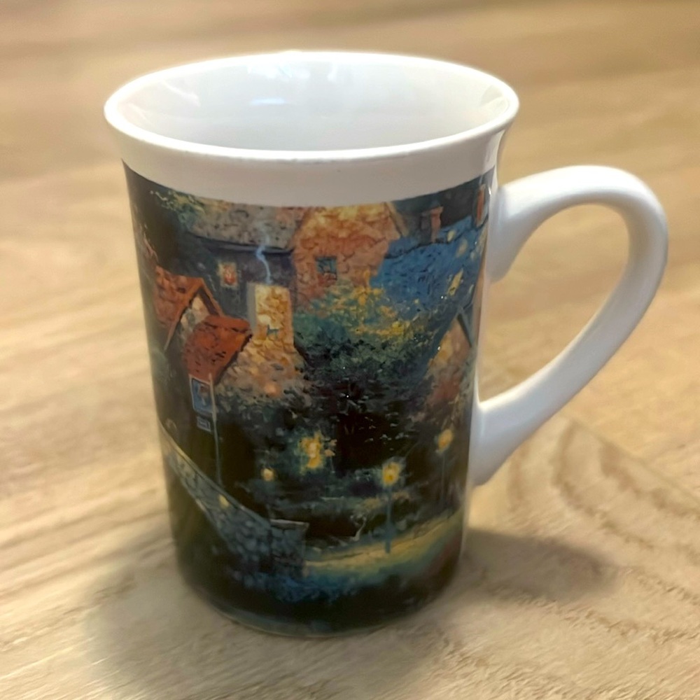 Vintage 1995 Thomas Kinkade Lamplight Village Coffee Mug